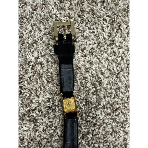 ANNE KLEIN Black Leather Skinny Dress Womens Belt Gold-Tone Link Belt Size S 24 - Picture 6 of 8